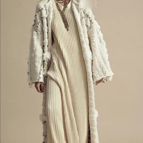 Free People Beach Walk About Maxi Dress Ribbed Knit Form Fitting Ivory - Picture 5 of 7